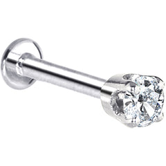 16G Solid 14K White Gold 3mm Cubic Zirconia Tragus Earring Stud