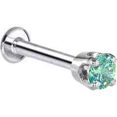16G Solid 14K White Gold 3mm Mint Green Cubic Zirconia Tragus Earring Stud
