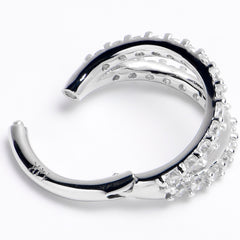 16G 5/16 Solid 14K White Gold Clear CZ Gem Hinged Segment Ring