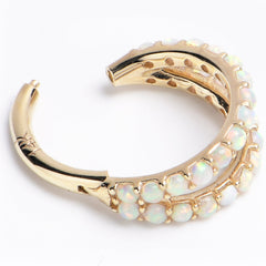 16G 5/16 Solid 14K Yellow Gold Synthetic Opal Hinged Segment Ring