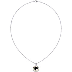 Woman Floral Silhouette Silver Plated Chain Necklace