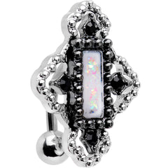 White Gem Confetti Party Pendant Top Mount Belly Ring