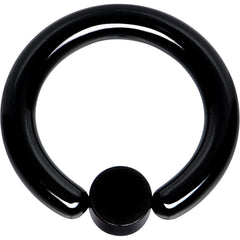 8G 1/2 White Faux Opal 5mm Disc Black IP BCR Captive Ring