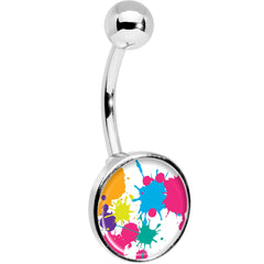 Pink Green Blue Color Splash Belly Ring