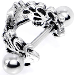 16G 1/2 Clear Gem Double Daisy Flower Cuff Cartilage Earring