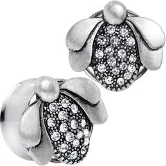 20mm Clear Gem Steel Allow Me Ladybug Double Flare Tunnel Plug Set