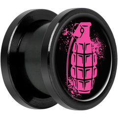 Pink Grenade Black Anodized Screw Fit Plug Set 1/2