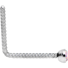 Aurora 2mm Gem Inlay So Twisted L Shaped Nose Ring