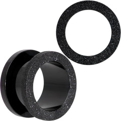 Black PVD Sandblasted Screw Fit Tunnel Plug Set 5mm to 16mm