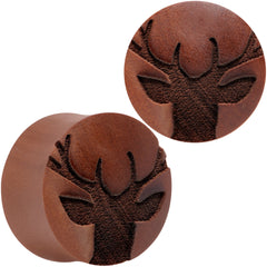 Organic Sawo Wood Holiday Antler Deer Saddle Plug Set Sizes 8mm to 25mm