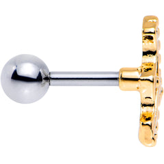 16G 1/4 Gold Tone Crescent Bow Cartilage Tragus Earring