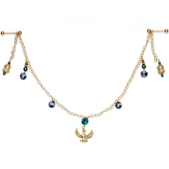 Egyptian Goddess Dangle Nipple Chain Created with Crystals