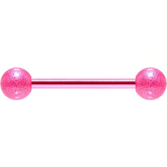 Pink Color PVD Sandblasted Barbell Tongue Ring