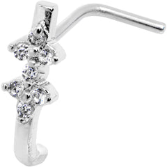 18G Clear CZ Bling Faux Hoop L Shaped Nose Ring