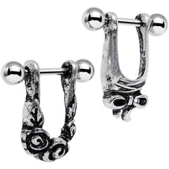16G 3/8 Steel Beautiful Bow Flower Helix Cartilage Earring Set
