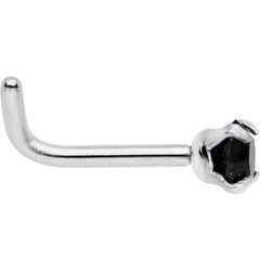 18G 1/4 Black 3mm CZ Gem Steel L-Shape Nose Ring