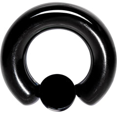 2G 9/16 White Faux Opal 8mm Disc Black IP BCR Captive Ring