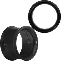 9/16 Anodized Titanium Black Double Flare Screw Fit Tunnel Set of 2
