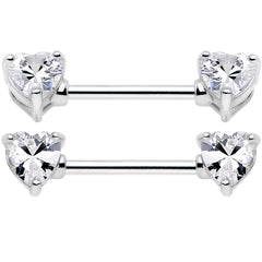 14G 9/16 Multi Color Heart Gem Barbell Nipple Ring Pack Set of 6