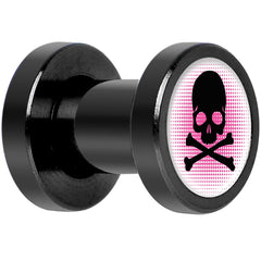Pink Black Skull Black Anodized Screw Fit Plug Set 4G