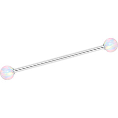 14G White 5mm Synthetic Opal Ball Industrial Barbell 32mm