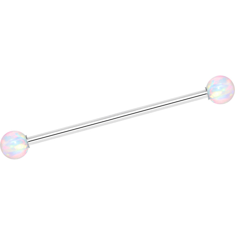 14G White 5mm Synthetic Opal Ball Industrial Barbell 32mm