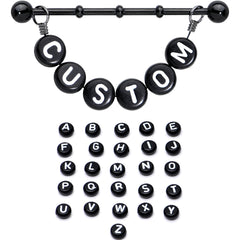 Handmade Custom Black Personalized Name Dangle Industrial Barbell 40mm