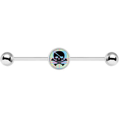 14G Pink Green Plaid Heart Skull Industrial Barbell 37mm