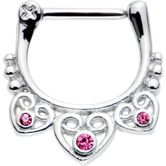 16G 5/16 Pink Gem Heap of Hearts Septum Clicker