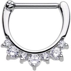 14G 1/2 Clear Gem Septet Nipple Clicker Set