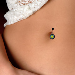 Watercolor Pot Leaf Black Belly Ring