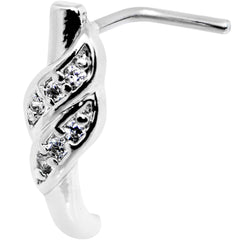 18G Clear CZ Swish Faux Hoop L Shaped Nose Ring