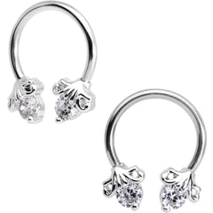 16G Clear CZ Gem Flower Horseshoe BCR Captive Ring Set of 4