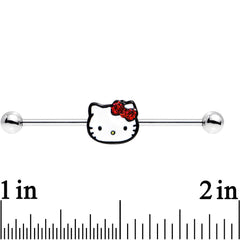 14G Licensed Hello Kitty Cat Red Bow Industrial Barbell 38mm