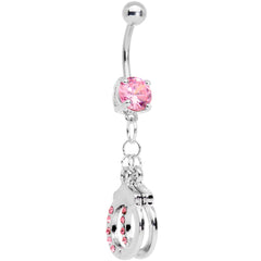 Pink Gem Kinky Cuffs Dangle Belly Ring