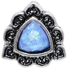 16G Iridescent Blue Faux Opal Ornate Tragus Cartilage Earring