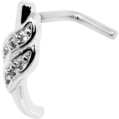 20G Clear CZ Swish Faux Hoop L Shaped Nose Ring