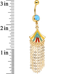 Yellow Blue Red Orb Gold Plated Fancy Fan Chandelier Dangle Belly Ring