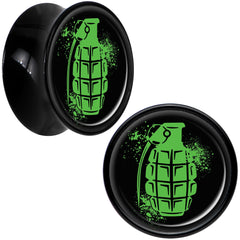 Black Acrylic Green Grenade Saddle Plug Set 9/16