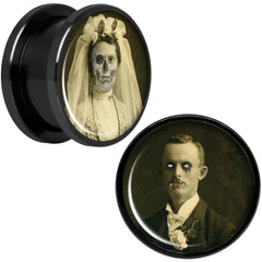 Undead Bride and Groom Halloween Black Anodized Plug Set 5/8