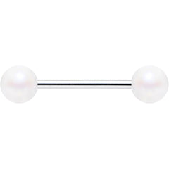 Matte Iridescent White 6mm Acrylic Ball Barbell Tongue Ring