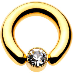 4G 9/16 Clear Gem 7mm Disc Gold IP BCR Captive Ring