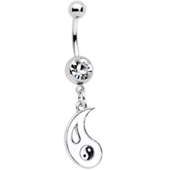 Clear Gem Best Friend Yin and Yang Dangle Belly Ring Set of 2