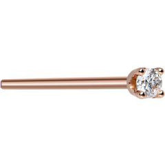 14K Rose Gold 2mm Genuine Diamond Nose Ring