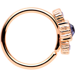20G Purple CZ Gem Rose Gold IP Triplet Seamless Circular Ring