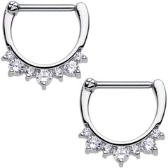 14G 1/2 Clear Gem Septet Nipple Clicker Set