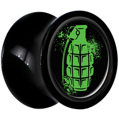Black Acrylic Green Grenade Saddle Plug Set 0G