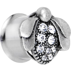 9/16 Clear Gem Steel Allow Me Ladybug Double Flare Tunnel Plug Set