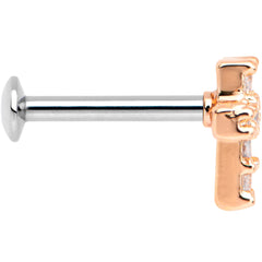 5/16 Clear CZ Rose Gold Tone Internally Threaded Cross Labret Monroe