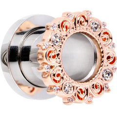 0G Clear Gem Flowering Frame Screw Fit Tunnel Plug Set